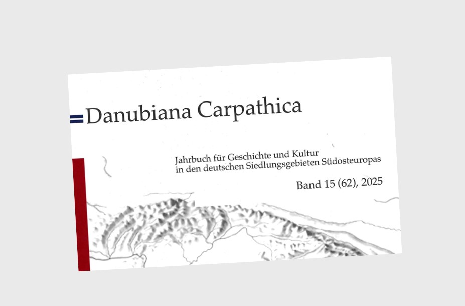 Das Bild zeigt einen Ausschnitt aus dem Cover der Danubiana Carpathica Nr. 15: Titel und Teil einer stilisierten Karte des Karpathenbogens