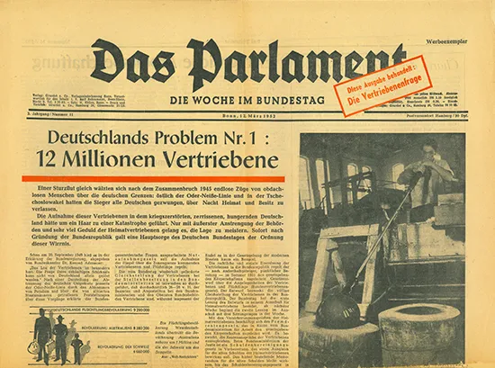 Das Bild zeigt die Titelseite der Zeitung "Das Parlament" vom 12.03.1952