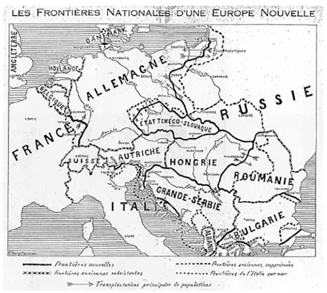 Legende zu Montandon Lés frontiers in 1915.