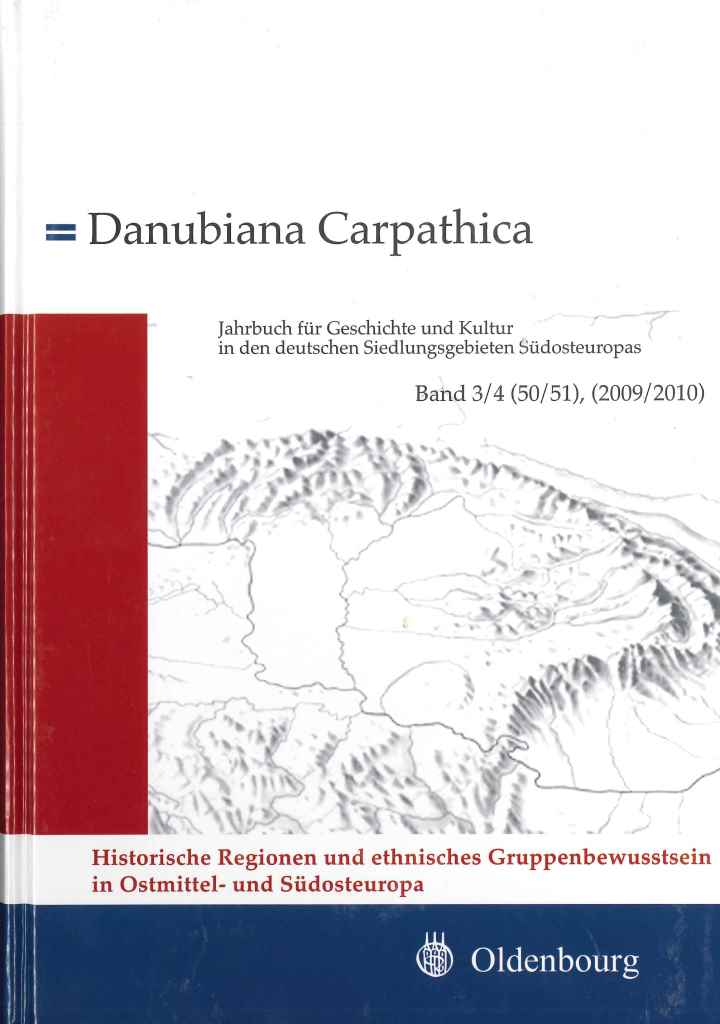 Das Bild zeigt das Buchcover der Danubiana Carpathica Nr.3/4: Titelinformationen und eine Darstellung des Karpathenbogens