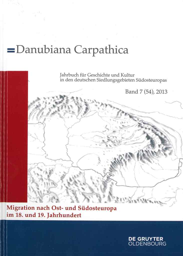 Das Bild zeigt das Buchcover der Danubiana Carpathica Nr. 7: Titelinformationen und eine Darstellung des Karpathenbogens