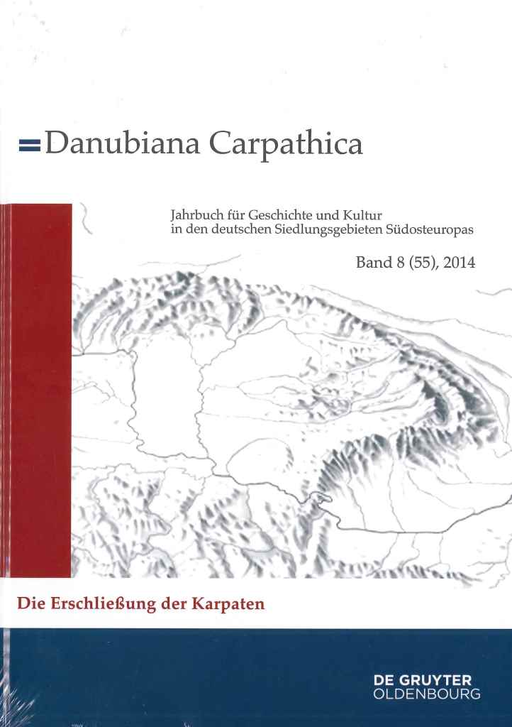 Das Bild zeigt das Buchcover der Danubiana Carpathica Nr. 8: Titelinformationen und eine Darstellung des Karpathenbogens